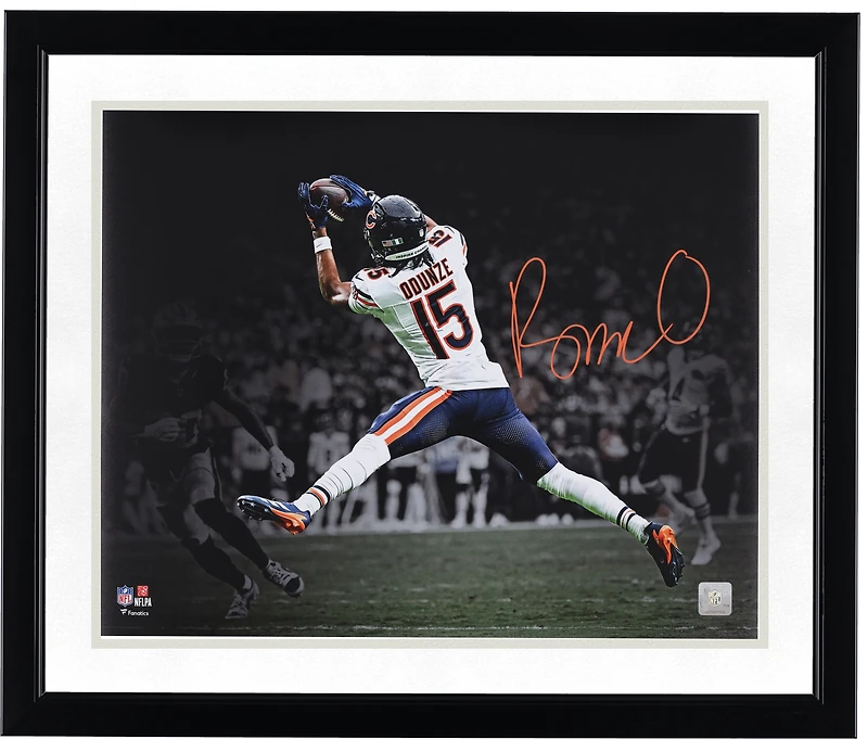 Rome Odunze Chicago Bears Autographed 16" x 20" Leaping Catch Spotlight Photograph