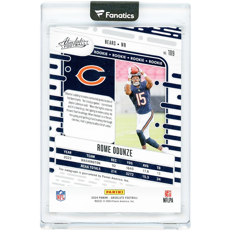 Rome Odunze Chicago Bears Autographed 2024 Panini Absolute Red #109 #84/100 Rookie Card