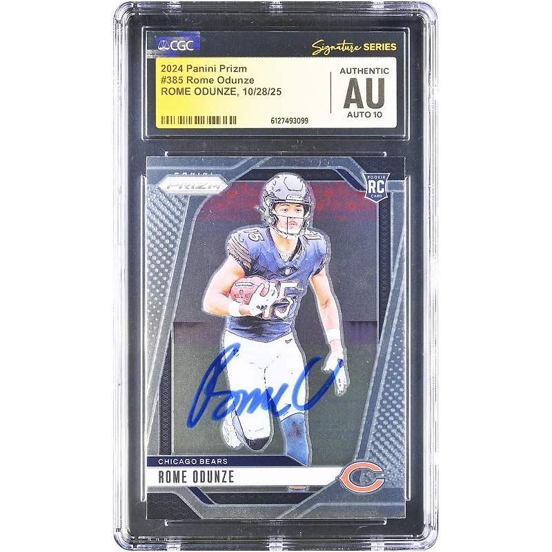 Rome Odunze Chicago Bears Autographed 2024 Panini Prizm #385 CGC Authenticated Auto 10 Rookie Card