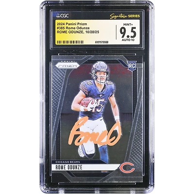 Rome Odunze Chicago Bears Autographed 2024 Panini Prizm Orange Ink #385 CGC Authenticated 9.5/10 Rookie Card