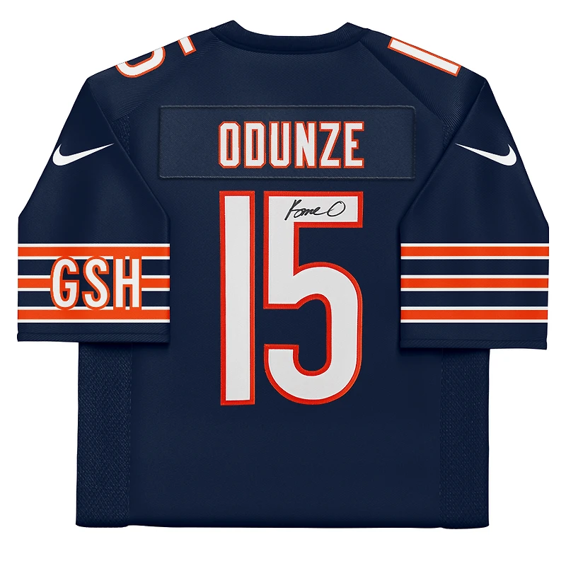 Maillot Nike Vapor F.U.S.E. bleu marine en édition limitée, autographié par Rome Odunze des Chicago Bears