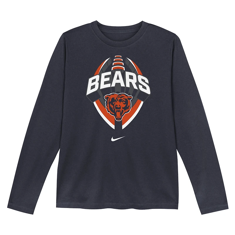 Toddler Nike  Navy Chicago Bears Primetime Legend Icon Long Sleeve Performance T-Shirt