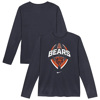 Toddler Nike  Navy Chicago Bears Primetime Legend Icon Long Sleeve Performance T-Shirt