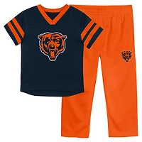 Ensemble t-shirt et pantalon à col en V bleu marine/orange Chicago Bears Red Zone pour tout-petits