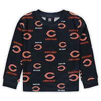 Ensemble de nuit pour tout-petit Outerstuff bleu marine avec t-shirt à manches longues et pantalon imprimé Chicago Bears