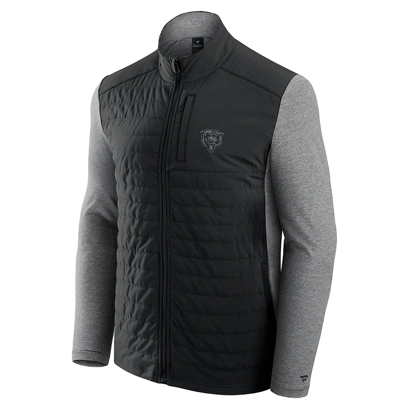 Veste unisexe à fermeture éclair ton sur Front Office Chicago Bears noire/gris chiné Fanatics