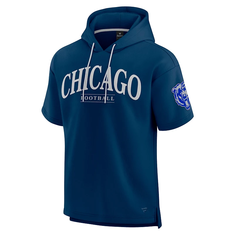 Unisex Fanatics  Navy Chicago Bears Elements Ready Short Sleeve Pullover Hoodie