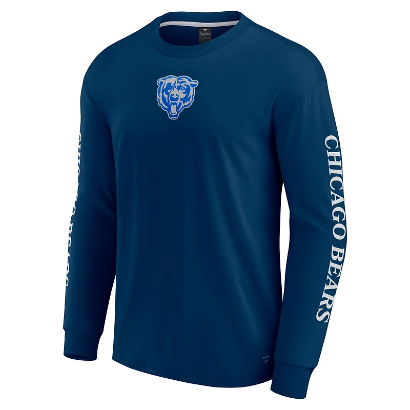 T-shirt unisexe à manches longues Fanatics bleu marine Chicago Bears Elements Strive