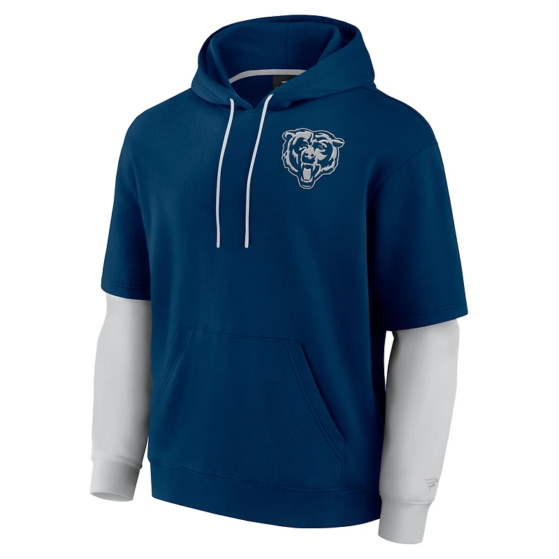 Unisex Fanatics  Navy Chicago Bears Sleek Elements Pullover Hoodie