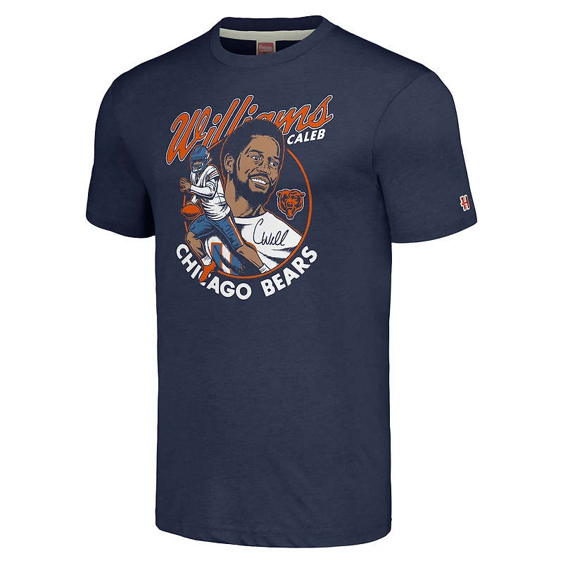 Unisex Homage Caleb Williams Navy Chicago Bears Caricature Player Tri-Blend T-Shirt