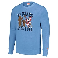 Unisex Homage Light Blue Chicago Bears Holiday Raglan Tri-Blend Pullover Sweatshirt