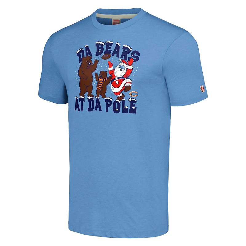 Unisex Homage Light Blue Chicago Bears Holiday Tri-Blend T-Shirt