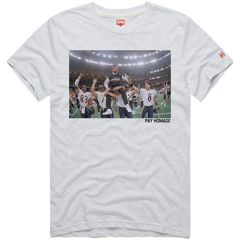 Unisex Homage Mike Ditka Ash Chicago Bears Pay Tri-Blend T-Shirt