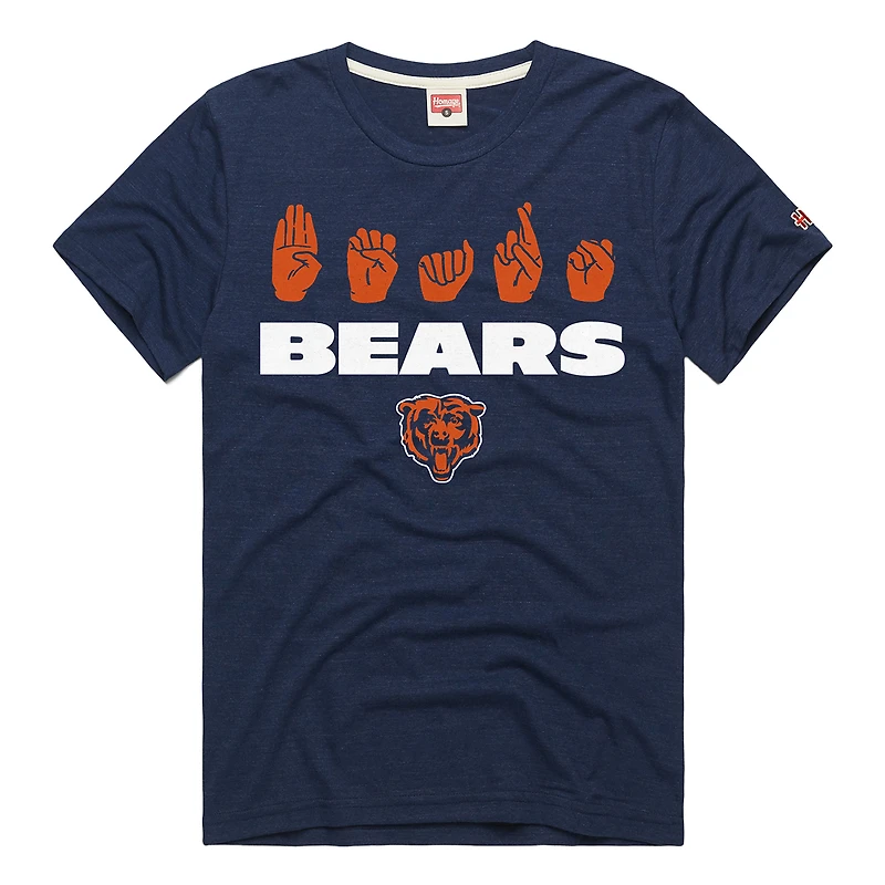 Unisex Homage  Navy Chicago Bears NFL ASL Collection by Love Sign Tri-Blend T-Shirt