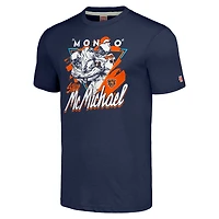 T-shirt unisexe Hommage à Steve McMichael, caricature de joueur retraité des Chicago Bears, bleu marine, en mélange trois matières