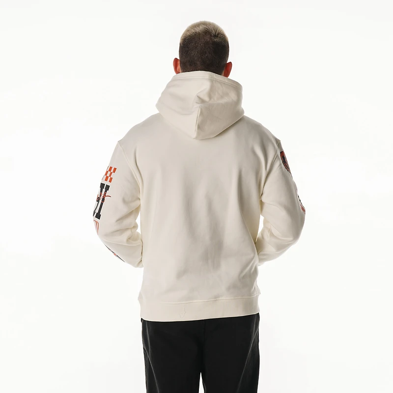 Sweat à capuche unisexe en polaire manches graphiques empilées, couleur crème, des Chicago Bears de The Wild Collective