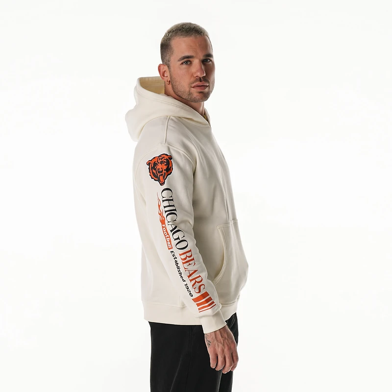 Sweat à capuche unisexe en polaire manches graphiques empilées, couleur crème, des Chicago Bears de The Wild Collective
