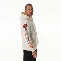 Sweat à capuche unisexe en polaire manches graphiques empilées, couleur crème, des Chicago Bears de The Wild Collective