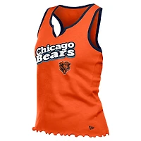 Débardeur tri-mélange orange à ourlet ondulé et col cranté pour femme New Era Chicago Bears