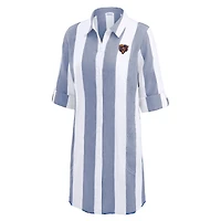 Women's Tommy Bahama  Navy/White Chicago Bears Rugby Beach Stripe Button-Up Tunic