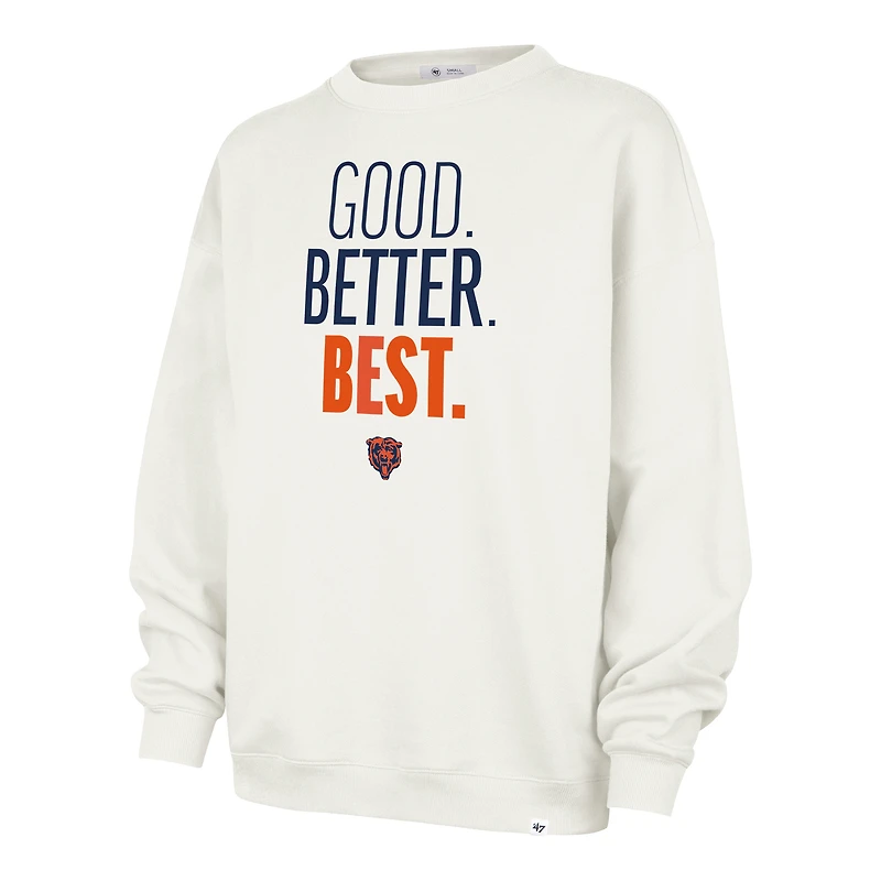 Sweat-shirt oversize pour femme, couleur crème, avec l'inscription « 47 Chicago Bears Good. Better. Best. »