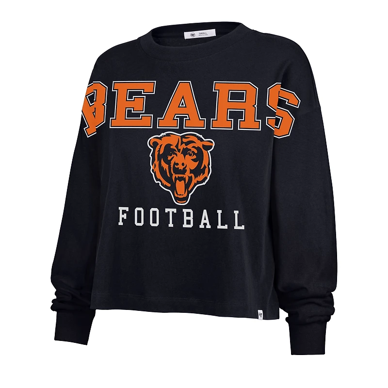 T-shirt surdimensionné à manches longues pour femme, bleu marine, Chicago Bears, Outreach City, 1947