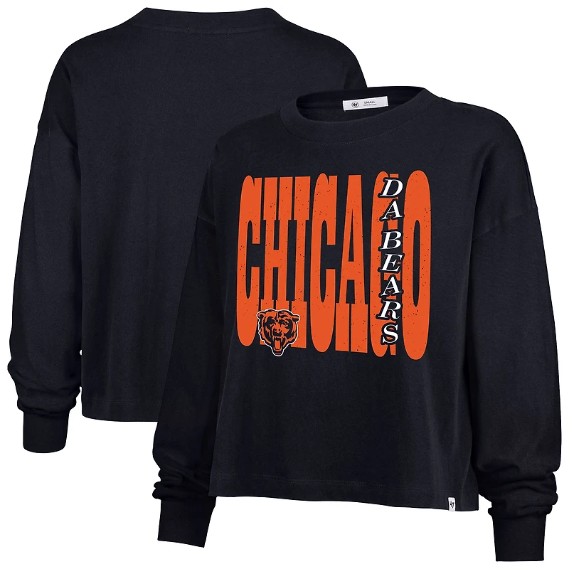 Women's '47  Navy Chicago Bears Stacked Sydney Long Sleeve T-Shirt