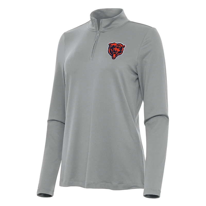 Women's Antigua  Gray Chicago Bears Reprocess Quarter-Zip Top