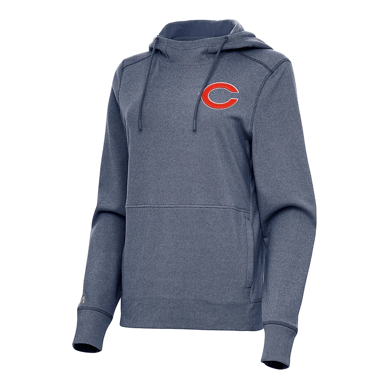 Women's Antigua  Heather Navy Chicago Bears Justice Pullover Hoodie