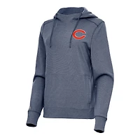 Women's Antigua  Heather Navy Chicago Bears Justice Pullover Hoodie