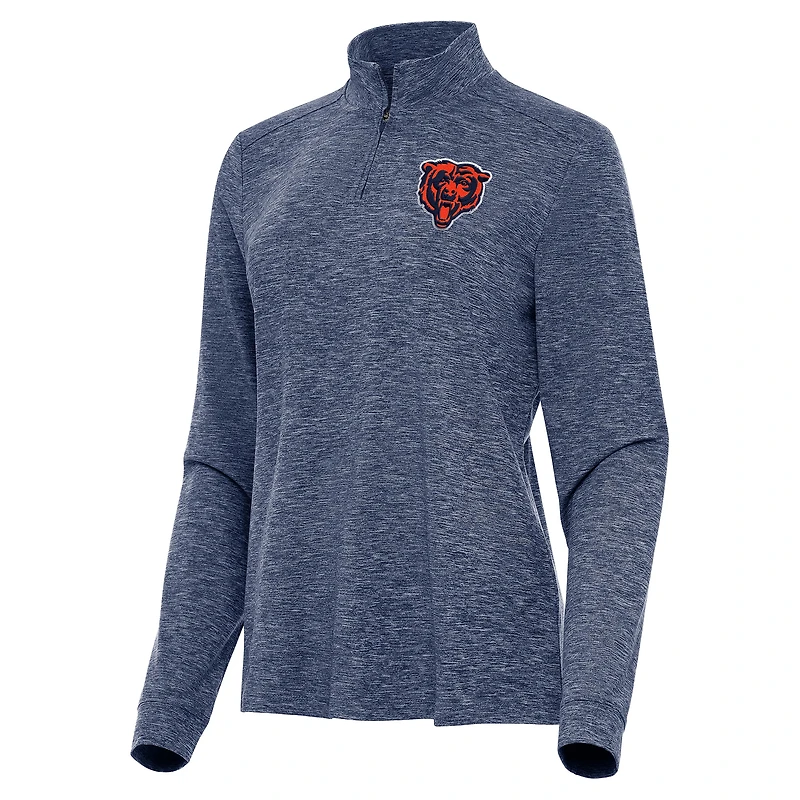 Women's Antigua  Heather Navy Chicago Bears Mentor Quarter-Zip Jacket