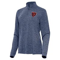 Women's Antigua  Heather Navy Chicago Bears Mentor Quarter-Zip Jacket