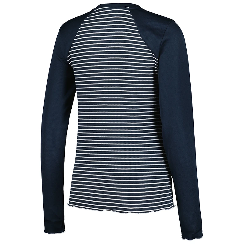 T-shirt Henley à manches longues gaufré Maverick des Chicago Bears pour femme, bleu marine Antigua
