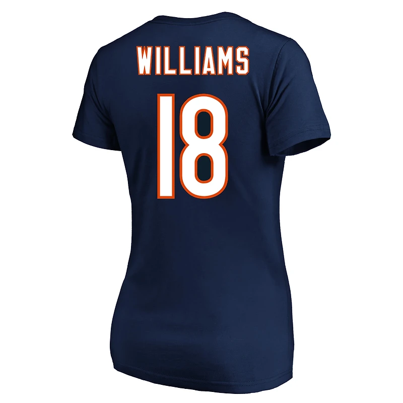 T-shirt à col rond avec nom et numéro Fair Catch pour femme Caleb Williams Navy Chicago Bears grande taille