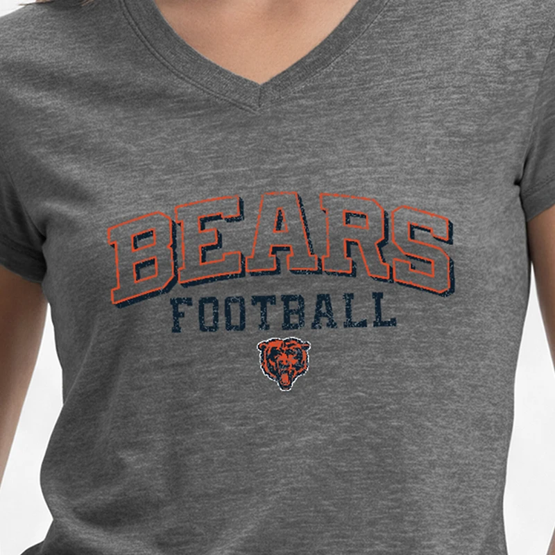 Women's Champion Gray Chicago Bears Triumph Tri-Blend V-Neck T-Shirt