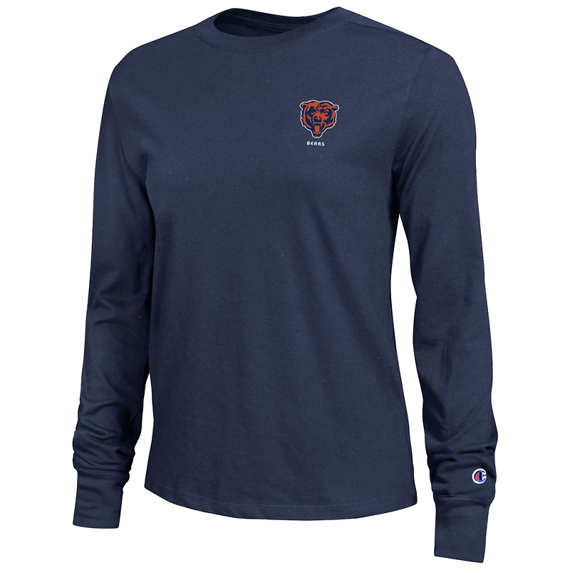 Women's Champion Navy Chicago Bears Core Long-Sleeve T-Shirt