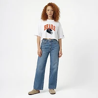 Women's Champion  White Chicago Bears Boyfriend Cropped T-Shirt