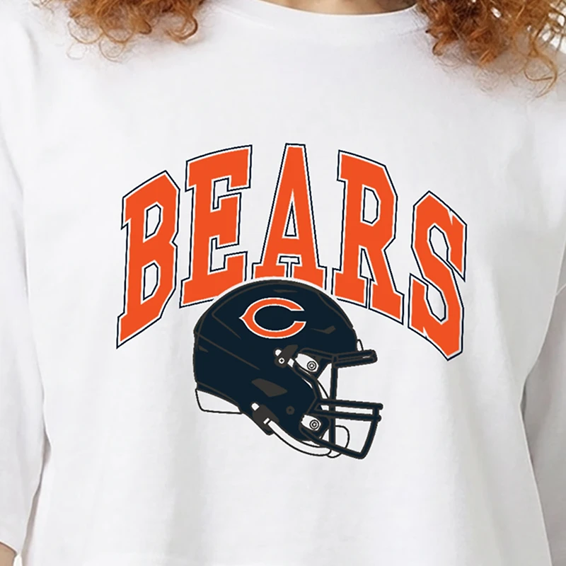 Women's Champion White Chicago Bears Boyfriend Cropped T-Shirt