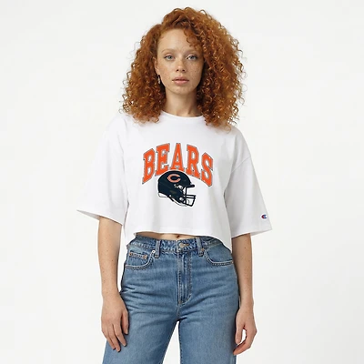 Women's Champion  White Chicago Bears Boyfriend Cropped T-Shirt