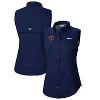 Chemise boutonnée sans manches Columbia Navy Chicago Bears PFG Tamiami Omni-Shade pour femme