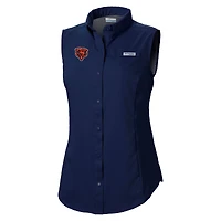 Women's Columbia  Navy Chicago Bears PFG Tamiami Omni-Shade Sleeveless Button-Up Shirt