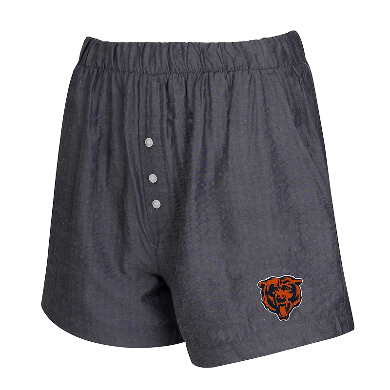 Ensemble de deux boxers à rayures et imprimé uni pour femme Concepts Sport Charcoal Chicago Bears