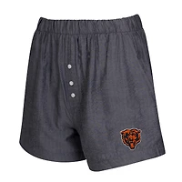 Ensemble de deux boxers à rayures et imprimé uni pour femme Concepts Sport Charcoal Chicago Bears