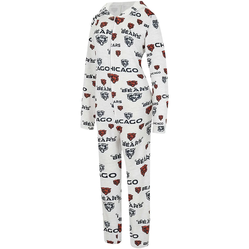 Women's Concepts Sport  Cream Chicago Bears Docket Hoodie Full-Zip Union Suit
