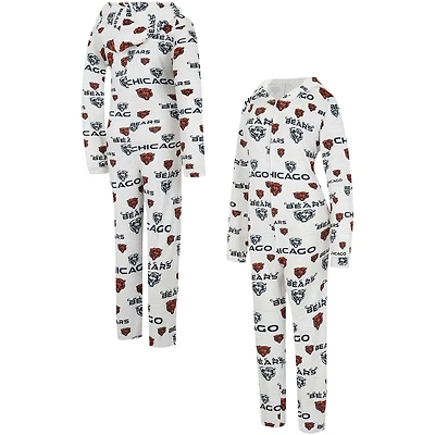 Women's Concepts Sport  Cream Chicago Bears Docket Hoodie Full-Zip Union Suit