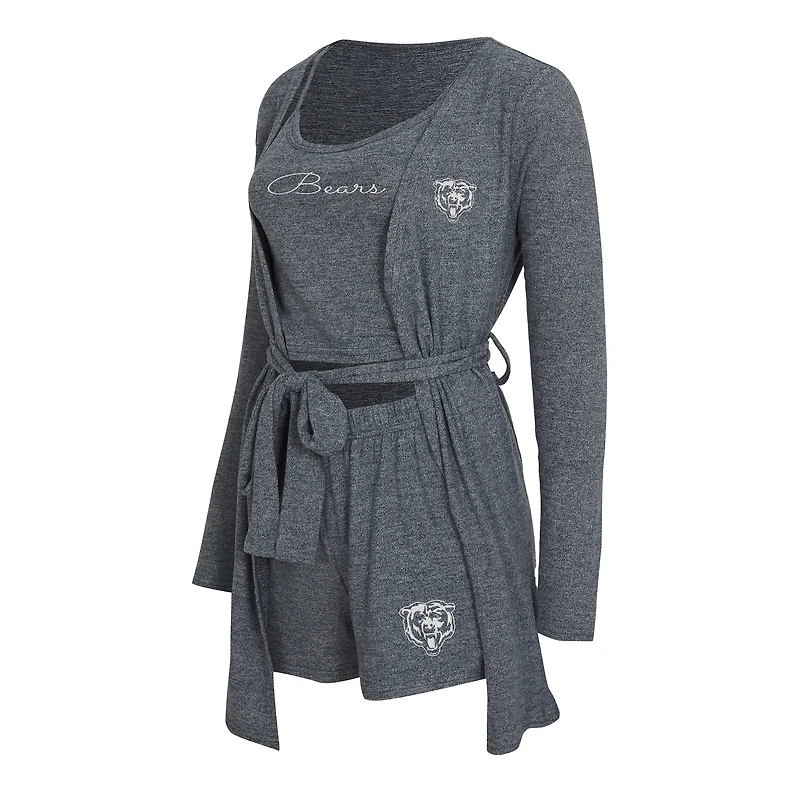 Ensemble débardeur, short et peignoir Rigor pour femme Concepts Sport Heather Navy Chicago Bears