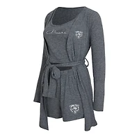 Ensemble débardeur, short et peignoir Rigor pour femme Concepts Sport Heather Navy Chicago Bears