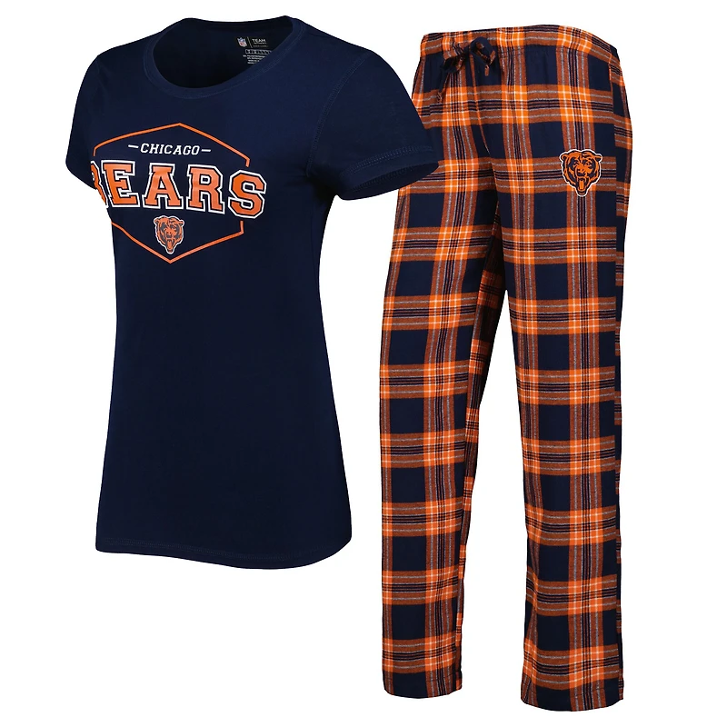 Ensemble de nuit Concepts Sport bleu marine/orange pour femme avec haut et pantalon à écusson des Chicago Bears