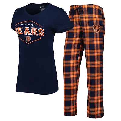 Ensemble de nuit Concepts Sport bleu marine/orange pour femme avec haut et pantalon à écusson des Chicago Bears