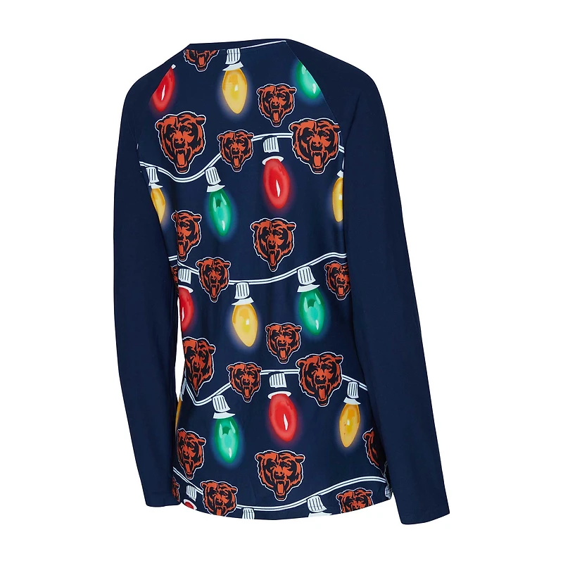 Ensemble haut à manches longues et pantalon raglan en tricot Garland pour femme Concepts Sport Navy Chicago Bears